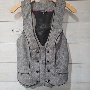 Vintage Y2k Black Gray Vest Sz Small Womens Whimsical Goth Dark Fairy Vtg